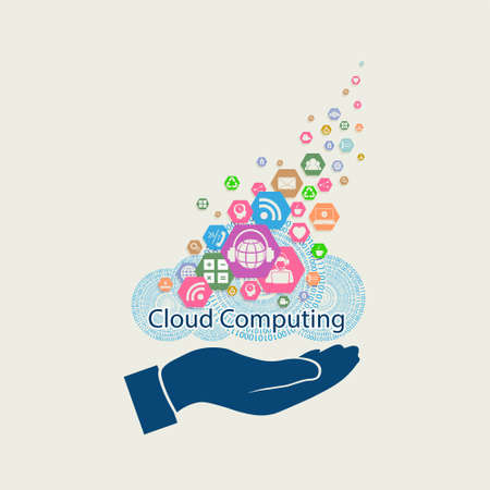 Sign computer cloud drawn from the figures with the shape of a handのイラスト素材