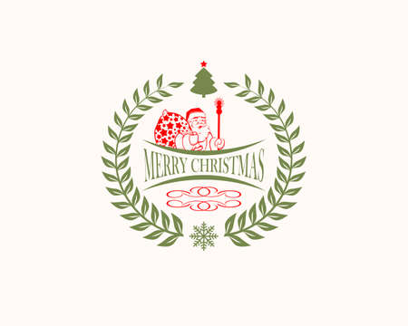 the logo of Santa Claus with Christmas treeのイラスト素材