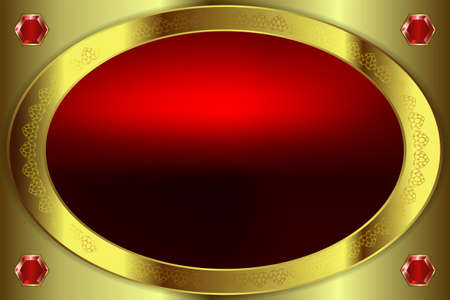 An oval gold painted frame with ornament illustration.のイラスト素材
