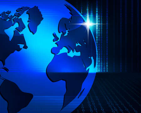 Blue background with outlines of the globeのイラスト素材