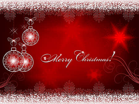 Red background with christmas ballsのイラスト素材