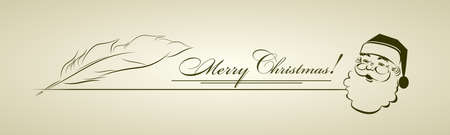Silhouette of Santa s head, pen for writing, Christmas mailのイラスト素材
