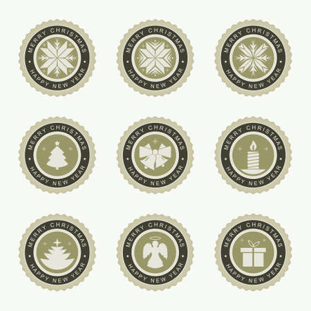 Round Christmas emblem setのイラスト素材