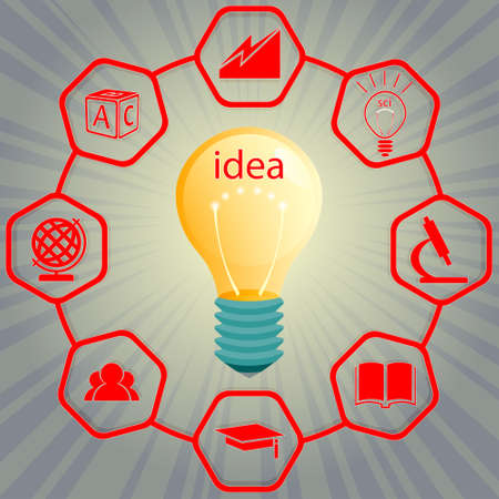 Design a burning light bulb with a text ideaのイラスト素材