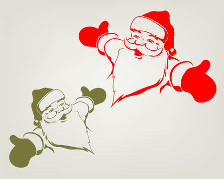 Santa Claus with arms apart in red and greenのイラスト素材