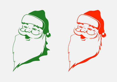 Illustration of a Santa Claus red and green color setのイラスト素材