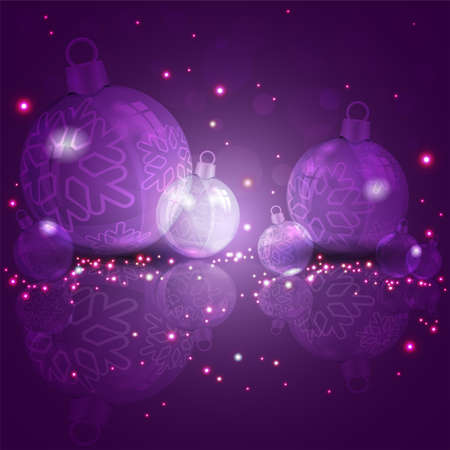 Christmas dark, purple design with glass ballsのイラスト素材