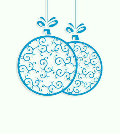 Christmas blue ball with pattern in retro style.のイラスト素材