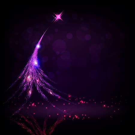 Christmas dark design with abstract purple Christmas tree vectorのイラスト素材