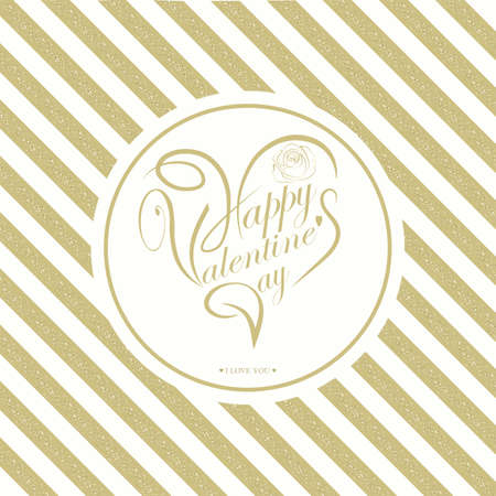 Card with golden stripes and text of a Happy Valentine's day.のイラスト素材