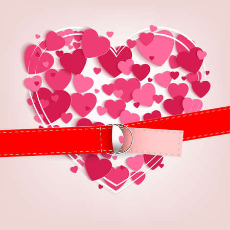 light background with a set of pink hearts and with a strapのイラスト素材