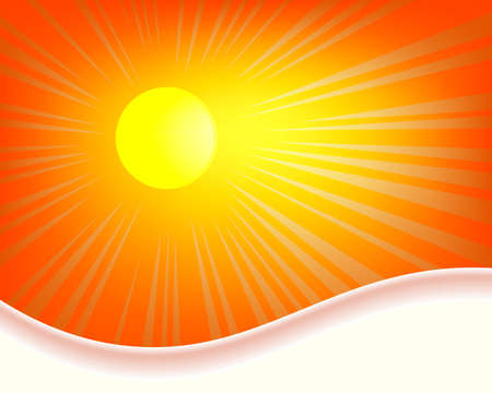A festive orange design with sun and sunlightのイラスト素材