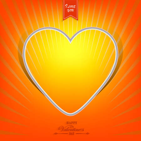 Orange design with white silhouette of heart illustration.のイラスト素材