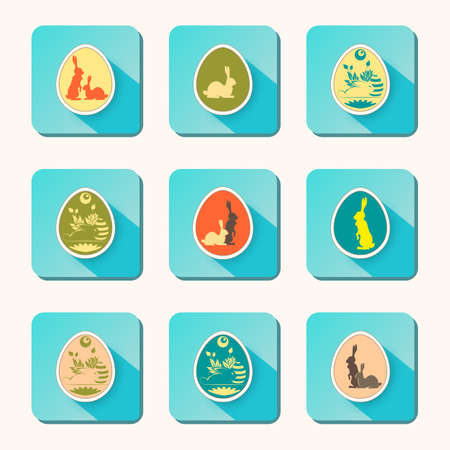 Easter egg silhouette of a rabbit, set.のイラスト素材