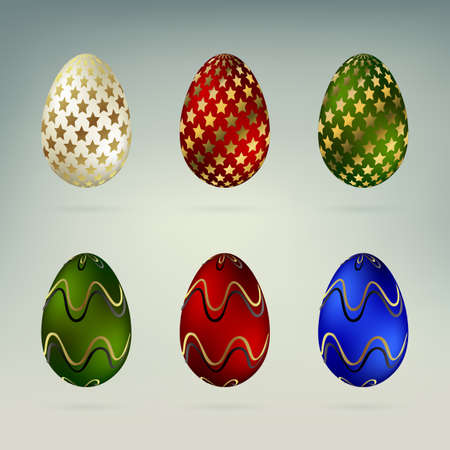 Set of Easter eggs in different colorsのイラスト素材