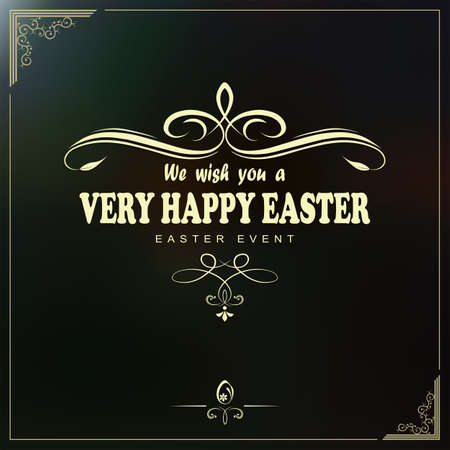 Dark design with Happy Easter text, postcard.のイラスト素材