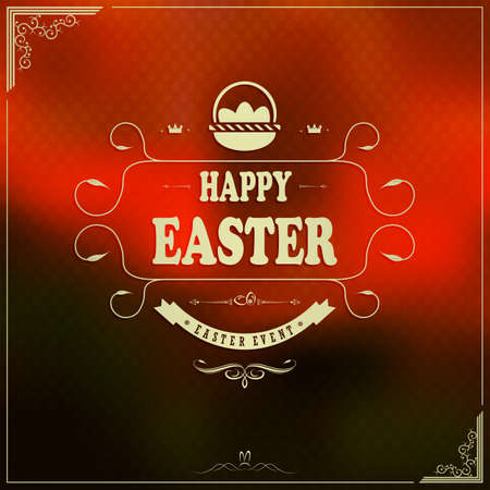 orange design with happy Easter text, postcardのイラスト素材