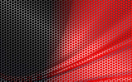 Red geometric background with wavy metal grilleのイラスト素材