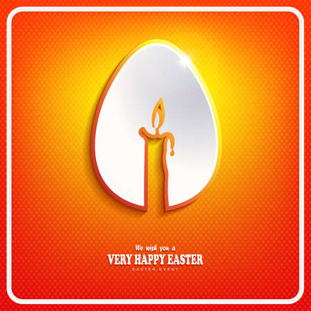 Composition of an orange hue with the Easter egg and the silhouette of a candle.のイラスト素材