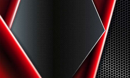 Geometric background with metal grille and red stripes.のイラスト素材