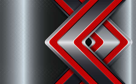 Geometric design of metallic hue with red arrows.のイラスト素材