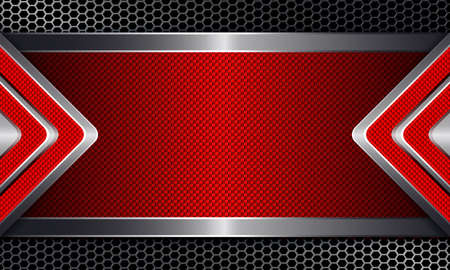 Geometric background with metal grille and red arrows.のイラスト素材
