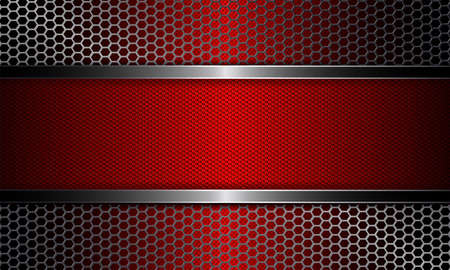 Geometric design with metal grille and red frame with edging.のイラスト素材