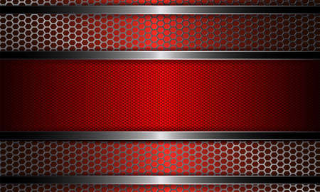 Design with metal grille and frame in red illustration.のイラスト素材