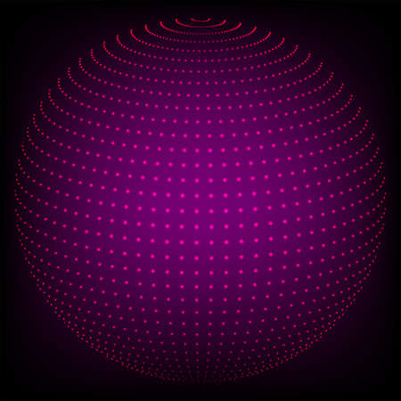 Dark geometric abstract background in the form of a sphere drawn from dotsのイラスト素材