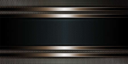 Geometric dark background as a metal grille with a rectangular frame.のイラスト素材