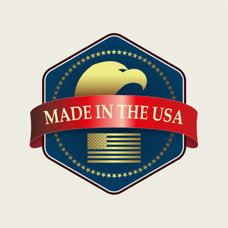 Sign with blue color, with stars drawn around, silhouette of US flag and eagle.のイラスト素材