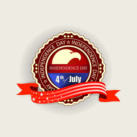 Polygonal round sign of dark red color with the silhouette of the head of the eagle.のイラスト素材