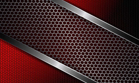 Geometric dark red design with a frame, metal grille with edging.
