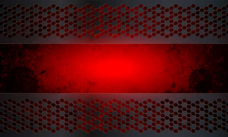 Red abstract textural background with silhouette set of blots, blots and metal frames.のイラスト素材