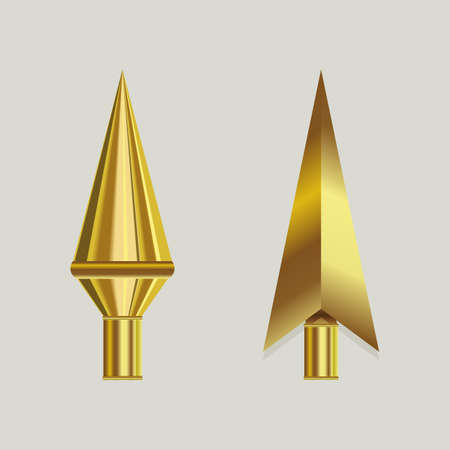 Metal arrows of gold color, set, design elementのイラスト素材