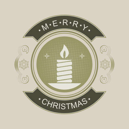 Christmas round sign with pattern and candles.のイラスト素材