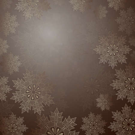 Christmas dark brown background with a set of elegant snowflakes, frame.のイラスト素材