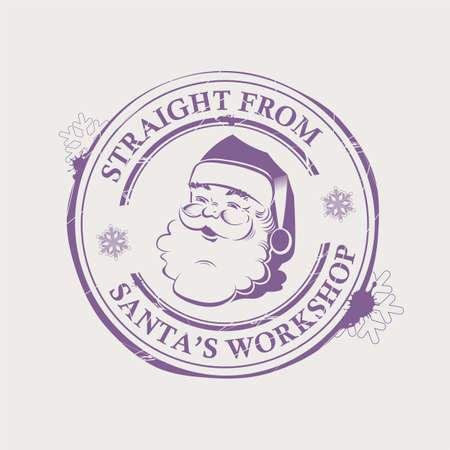 Christmas purple print with a smiling Santa Claus with blots, design element.のイラスト素材