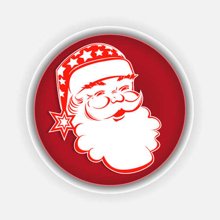 Christmas round red composition with the head silhouette of Santa Claus.のイラスト素材