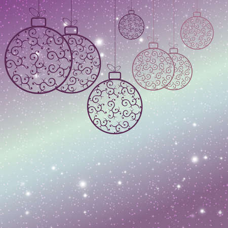 Christmas purple design with beautiful balls with a retro style pattern.のイラスト素材