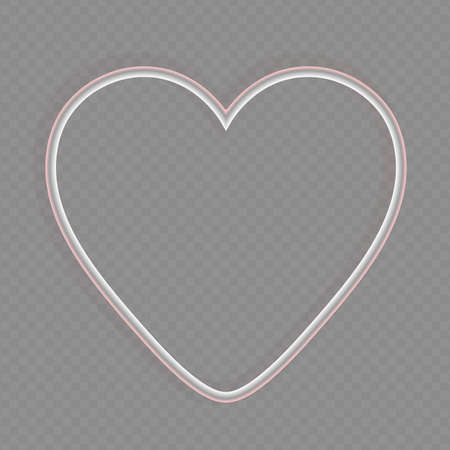 Silhouette of a heart in white hue with shadow, border, design element.のイラスト素材