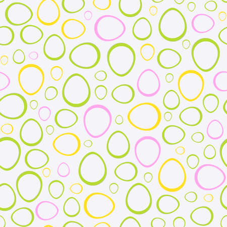 Easter light seamless pattern with many silhouettes of colored eggs.のイラスト素材