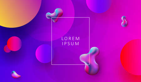 Abstract bright design with randomly drawn multicolored circles and voluminous colored spots.のイラスト素材
