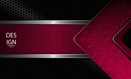 Abstract geometric textural background of dark pink hue with an arrow, frame and mesh grille.のイラスト素材
