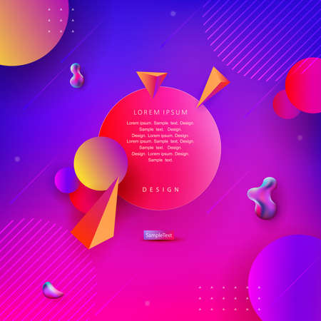Abstract design in violet and pink hues with geometric shapes of round shapes and trianglesのイラスト素材