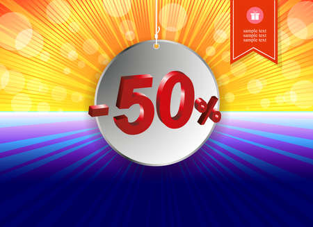 Abstract composition of blue and yellow colors with rays of light and a round white frameのイラスト素材