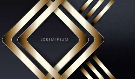 Abstract dark texture background with square frame and rays of golden hueのイラスト素材