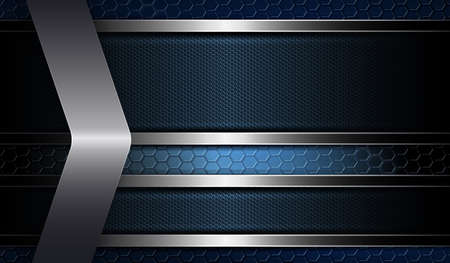 Abstract blue mesh design with textural frames with a fringing and arrow in metallic colorのイラスト素材