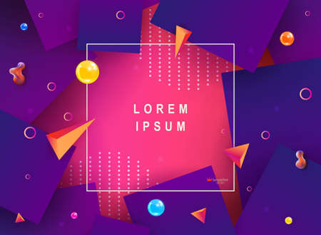Abstract pink background with a set of blue squares and frame