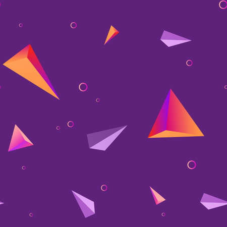 Abstract seamless purple geometric design with triangles and circles